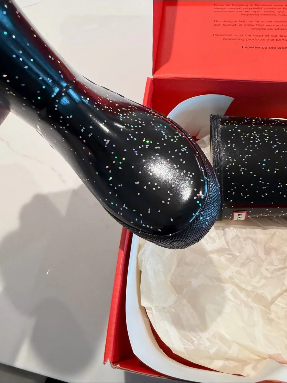Hunter Little Kid Glitter Black Rain Boots NIB size 13
